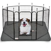 Enclos pour Chien – Parc à Chiot Métal - Enclos Lapin – Pliable avec 8 Panneaux – 100x60 cm - Parc Chat - Clôture pour Intérieur et Extérieur