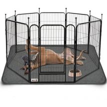 Enclos pour Chien – Parc à Chiot Métal - Enclos Lapin – Pliable avec 8 Panneaux – 78x60 cm - Parc Chat - Clôture pour Intérieur et Extérieur - 120cm