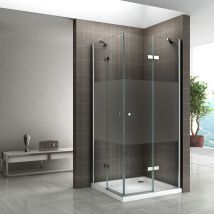 MAYA Cabine porte de douche d'angle H 190 cm verre semi-opaque 100 x 80 cm + receveur