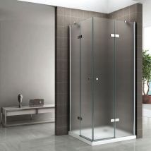 MAYA Cabine porte de douche d'angle H 190 cm verre dépoli opaque 80 x 120 cm + receveur