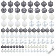 Berkfield Home - Mayfair 100 Piece Christmas Ball Set 3/4/6 cm White/Grey