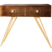 Mayfair – Konsole 100x35x80 cm, Eisen gold, Marmorfront – Made in Italy