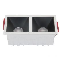 Doppio Faretto Da Incasso Moderno Alfa Alluminio Bianco Diffusori Vetro Bianco