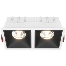 Doppio Faretto Da Incasso Moderno Alfa Led Alluminio Bianco 15W Luce Calda Dimm.