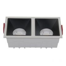 Doppio Faretto Da Incasso Moderno Alfa Led Alluminio Bianco Diffusori Neri Dimm.