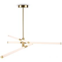 Lampadario a Sospensione Moderno Axis Alluminio Oro Acrilico 3 Luci Led 40W