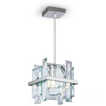 Pendelleuchte Hängelampe Deckenlampe Kristalle Chrom Esszimmerleuchte 21x21 cm