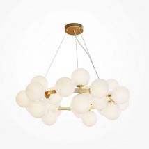 Maytoni - Dallas Moderne 25-flammige Kugel-Pendel-Deckenleuchte Gold, Schirm mattweiß, G9