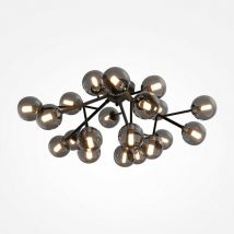 Maytoni - Dallas Plafonnier globe moderne à 20 lumières noir mat, abat-jour fumé, G9