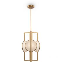 Lampadario Contemporaneo Marmo Metallo Oro 3 Luci Diffusori Bianchi