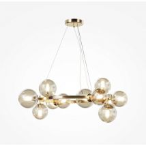 Dallas Modern 1 Globe Pendant Ceiling Light Gold, Cognac Shade, G9 - Maytoni