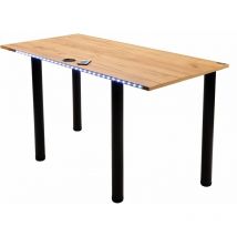 MÖBELSYSTEM Bureau de jeu avec éclairage LED, table d'ordinateur:marron