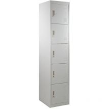 Armadietto metallico grigio 5 ante – 180x45x38 cm – Struttura in lamina d'acciaio – Serratura a cilindro con doppia chiave