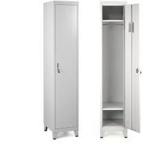 Armadio metallico 1 anta grigio appendiabiti e ripiano superiore ed inferiore