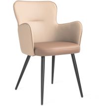 Fauteuil pour le salon, la salle à manger ou la chambre à coucher, fauteuil avec accoudoirs, design rétro, brune
