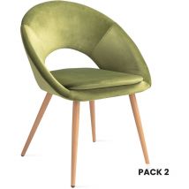 Mc Haus - Pack di 2 sedie da pranzo con braccioli, salotto, ufficio o cucina, stile elegante, verde mela