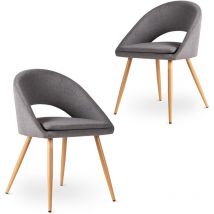 Lot de 2 chaises de salle à manger avec accoudoirs, salon, bureau ou cuisine, style élégant, dark grey