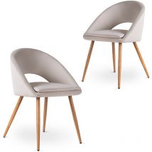 Mc Haus - Lot de 2 chaises de salle à manger avec accoudoirs, salon, bureau ou cuisine, style élégant, beige