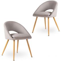 Lot de 2 chaises de salle à manger avec accoudoirs, salon, bureau ou cuisine, style élégant, gris perle