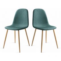 Mc Haus - Pack 2 sillas nórdicas comedor tapizadas salón cocina dormitorio verde turquesa
