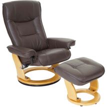 MCA fauteuil relax Hamilton, fauteuil de télévision, tabouret, cuir, charge 130kg - marron, nature