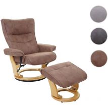Fauteuil relax Montreal, fauteuil télévision + tabouret, tissu, charge max. 130kg - marron antique nature - MCA