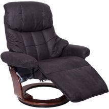MCA Relaxsessel Windsor 2, Fernsehsessel Sessel, Stoff/Textil 150kg belastbar braun-schwarz, Walnuss-Optik