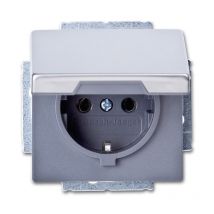 Busch-Jaeger 20euk-866 Prise De Courant, Couvercle Clapet (Schuko), Acier Inoxydable, Pur