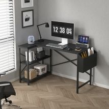 Mcc Direct - l Shaped Corner Desk with Bookshelf Reversible Corner Desk For Home Office Study 100CM black