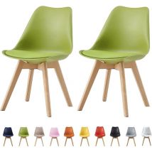 Mcc Direct - mcc Retro Esszimmerstühle eva, gepolstert, Kunstleder,Design Stuhl, Küche, Lounge, 2er Set in Grün