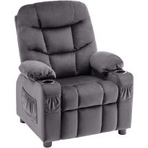 M Mcombo Kinder Sessel Jugend- und Kindersofa Kindersessel mit Liegefunktion, Samt , Grau, 7355