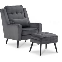 M Mcombo Ohrensessel Fernsehsessel Relaxsessel mit Hocker, Samt, 7277DE