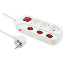Mcpower Steckdosenleiste, 3-fach, mit Einzelschaltung, 1,5 m Zuleitung, weiß