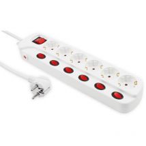 Mcpower Steckdosenleiste, 6-fach, mit Einzelschaltung, 1,5 m Zuleitung, weiß