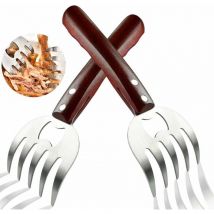 Lune - Meat Shredder Claws Stainless Steel 8.6 Chicken Shredder with Wooden Handle