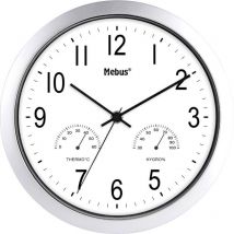 Horloge murale Mebus 06992 à quartz 25.5 cm argent