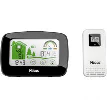 Mebus Funk-Wetterstation – digitales Innen- und Außenthermometer – Hygrometer – Min/Max-Funktion – Schwarz – 15,2 x 10,2 x 2,2 cm