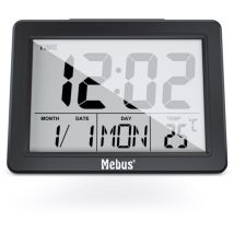 Mebus – 25739 – Réveil analogique Noir – Alimentation électrique, Largeur, Longueur, Couleur de la lumière, Hauteur, Poids