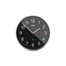 Mebus Funkwanduhr, Wanduhr groß, Funkuhr Modern, Aluminium-Rahmen mit gut ablesbaren Ziffern, Bahnhofsuhr, Wohnzimmer, Büro, Farbe: Silber/Schwarz,