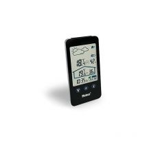 Mebus - Wetterstation mit Außensensor, zeigt Temperatur und Luftfeuchtigkeit innen und außen, mit Wettervorhersage und Mondphasen,