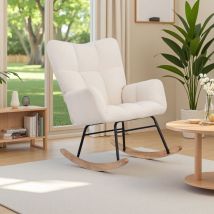 Rosahqnda - Mecedora de lana de cordero, sillón relajante, columpio, sillón para sala de estar, sillón para dormitorio y balcón, beige