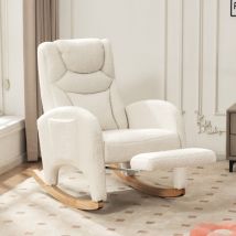 Modfu - Mecedoras, Sillón con reposapiés, Capacidad de carga 110 kg, Terciopelo Teddy, Blanco