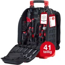 Wiha - Mechaniker Werkzeugrucksack 41-tlg. i mit Mechaniker Grundausstattung i stabiler Standboden i mit Laptopfach i Taschen für Zubehör (45529)