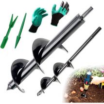 Mèche Jardin Tarière 2 Pièces, Ø80mm×300mm + Ø40mm×220mm Forets de Jardin en Spirale, Outil de Plantation Pratique pour Faire Rapidement Trou et