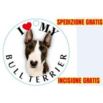 AZ - Medaglietta per cane bull terrier marrone spedizione e incisione gratis