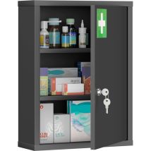 Medizinschrank Zur Wandmontage Mit Schloss, 3-stufiger Stahl-wandschrank, 40 X 15 X 53,5 Cm, Schwarz