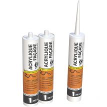 Méduze - 3 mastics acryliques universels pour façade 310 mL - BLANC - Réparation de trous et fissures - Texture granuleuse - Étanche - Professionnel