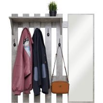 Appendiabiti Da Parete, Appendiabiti Con Specchio E 5 Ganci, Stile Industriale A Parete Per Ingresso Corridoio Camera Da Letto, L100 X P22 X H106 Cm (