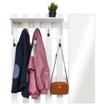 Meerveil - Appendiabiti Da Parete Con Specchio E 5 Ganci, Attaccapanni Da Muro Stile Industriale Per Ingresso Corridoio, 100 X 22 X 106 Cm (bianco)