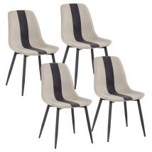 Chaises de Salle à manger chaise cuisine en tissu avec pieds en métal salle à manger (kaki lot de 4) Mondeer